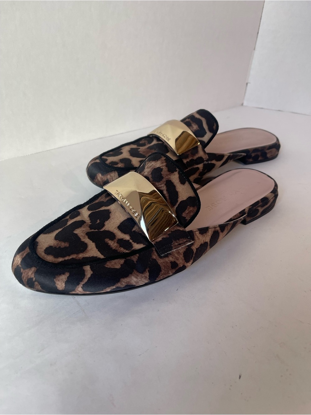 Taryn Rose Leopard-Print Slide Mules with Gold Accent Made in Italy 🇮🇹 Size 8.5 - Picture 9 of 14